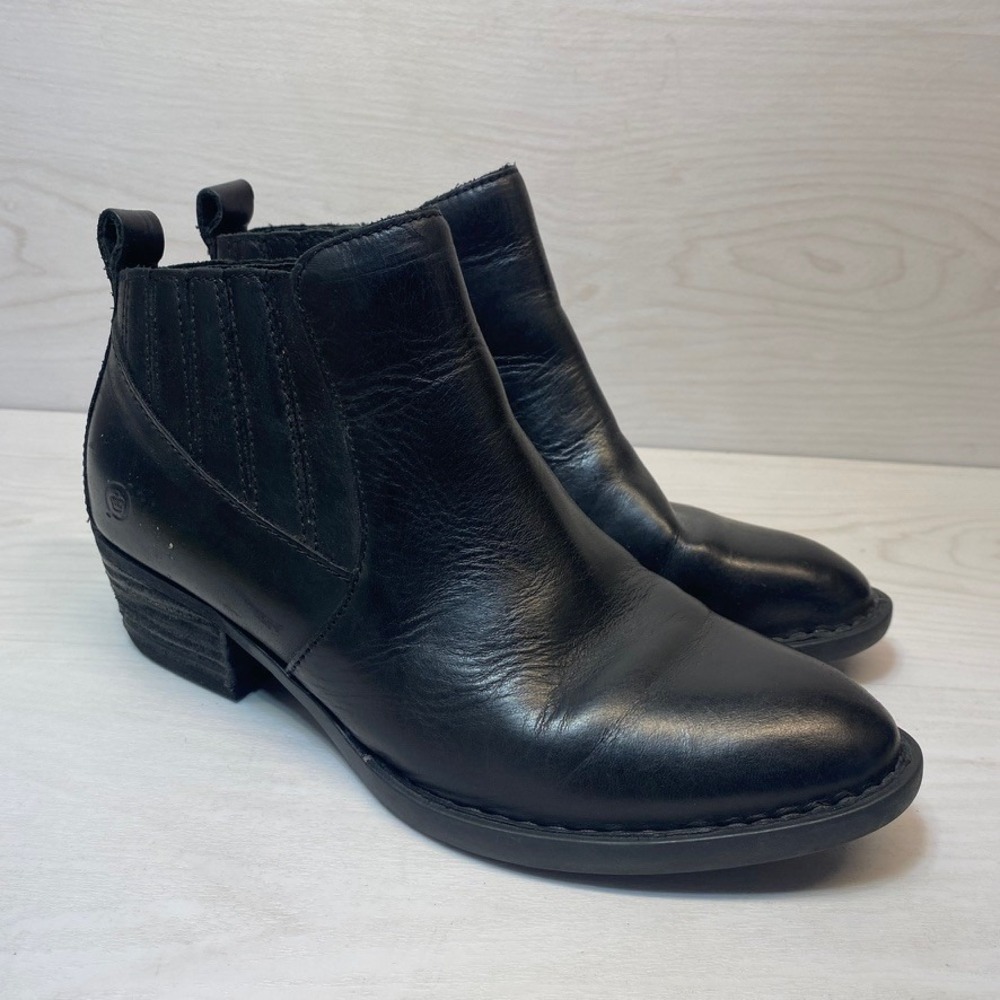Born Womens 8 Kerri Ankle Boots Western Chelsea Black Leather F29403